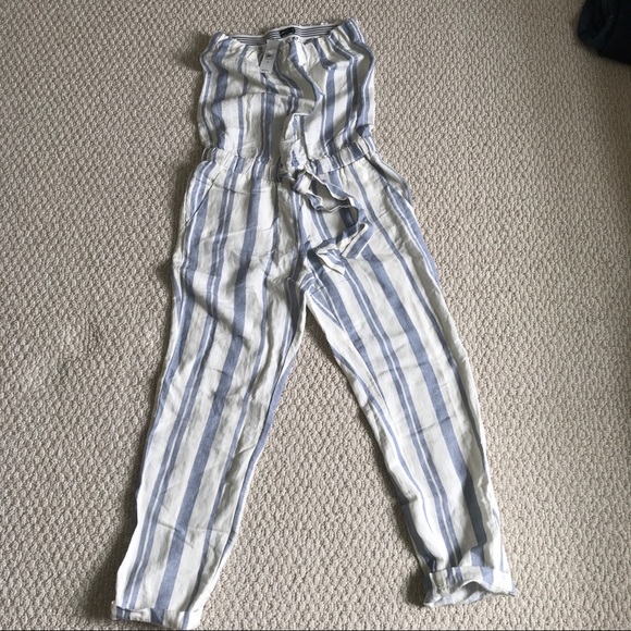 NEW WITH TAGS - LOFT blue/white strapless jumpsuit - Picture 2 of 5